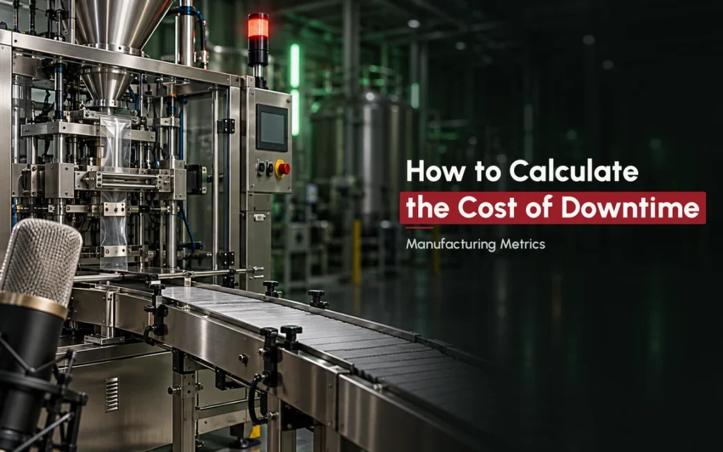 Cost of downtime: stopped packaging machine with red stack light