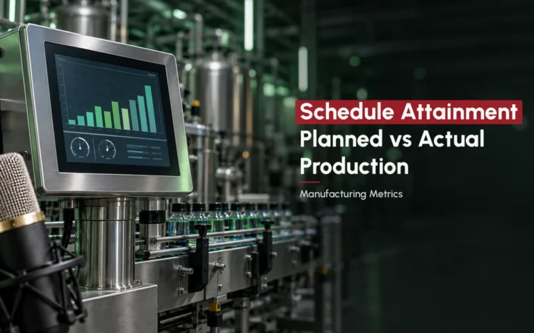 Schedule attainment: line touchscreen showing planned vs actual production