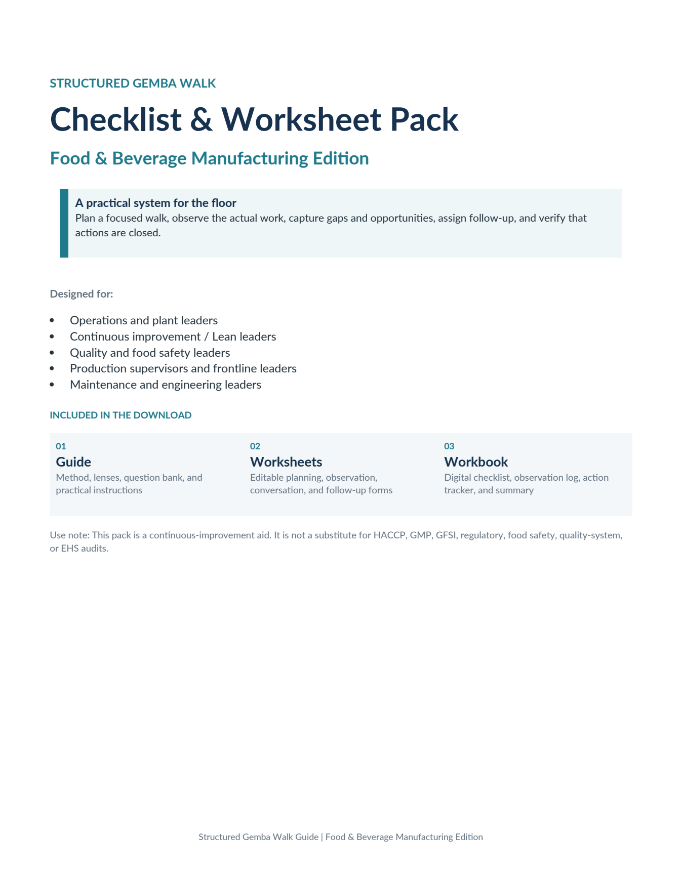 Structured Gemba Walk workbook preview