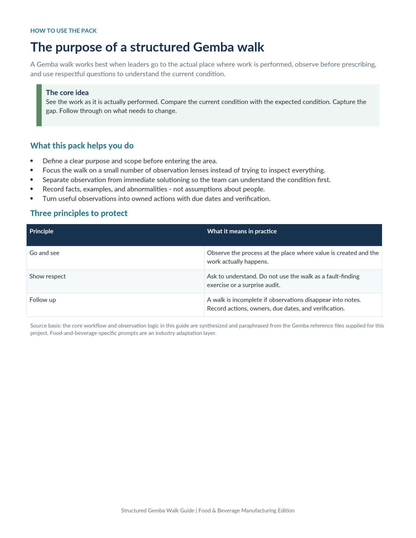 Gemba Walk Preparation Sheet preview